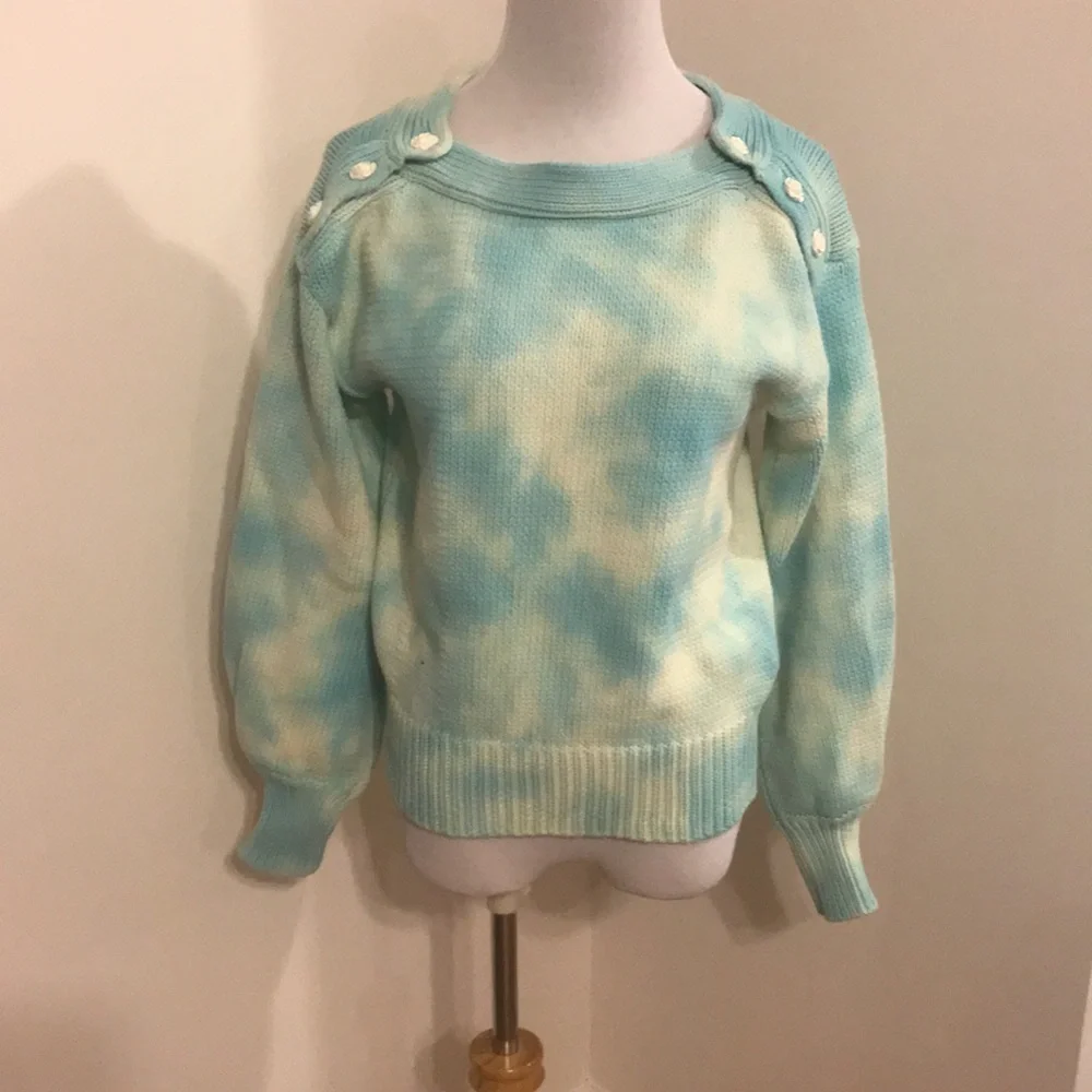 NWT Free People x LoveShackFancy Gallatin Pullover Sweater Aqua Small
